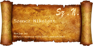 Szencz Nikolett névjegykártya
